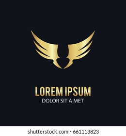 gold wing abstract logo