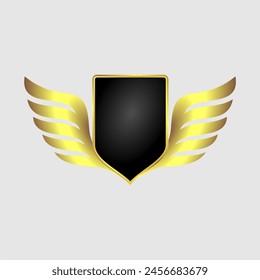 gold wing with black shield logo design