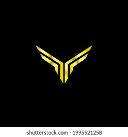 Gold wing logo with black background