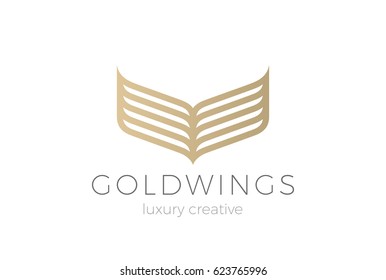 Gold Wings abstract Fashion Logo design vector template.
Luxury style Jewelry Logotype concept icon.