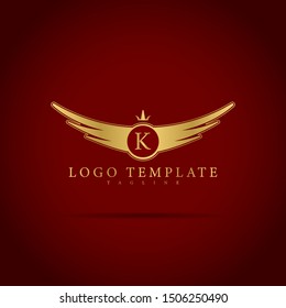 Gold Wings Logo Template With Deluxe Look, Premium, Luxury Vector