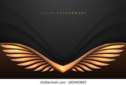 Gold wings on black background