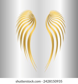 gold wings on siver  background