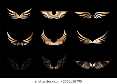 Gold wings with various designs