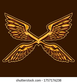 gold wings vector illustration design