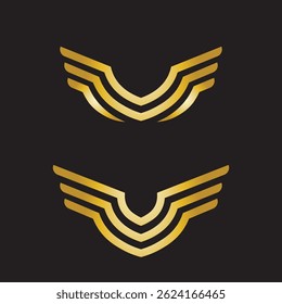 Gold Wings Vector Logo on Dark Surface

