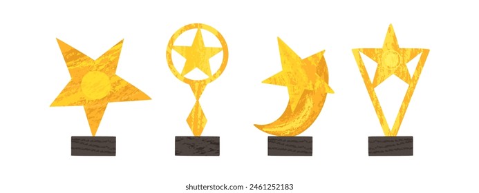 Gold winner cup with gilding effect. Trophy, victory, competition, challenge. Vector illustration in flat style.