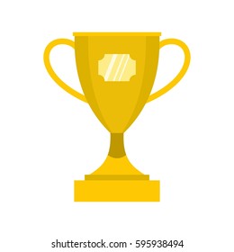 Gold winner cup icon in flat style isolated on white background vector illustration