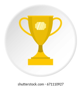 Gold winner cup icon in flat circle isolated vector illustration for web