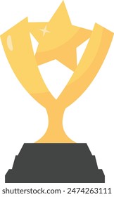 Gold Winner Trophy Icon Isolated on White Background. Vector Illustration.