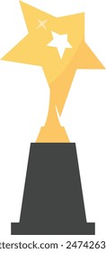 Gold Winner Trophy Icon Isolated on White Background. Vector Illustration.