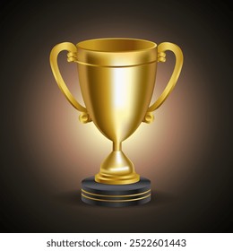 Gold Winner Tropy and cup with and without cover on gradation color background.