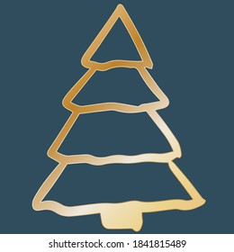 gold winter tree for decor, design website or posters . Vector illustration