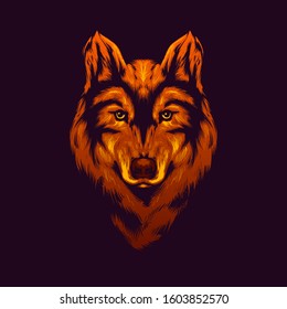 Gold wolf head vector illustration