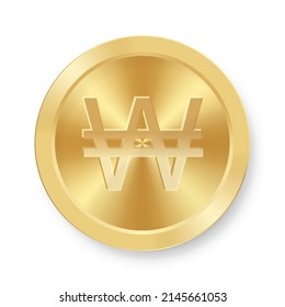 Gold Won coin Concept of internet web currency