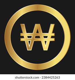 Gold Won icon Concept of internet web currency