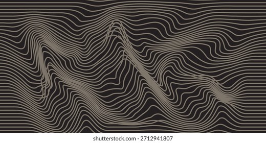 Patrón de línea de madera dorada. Textura Abstractas del árbol de oro de lujo. Fondo negro de Vector con patrón Abstractas de madera de la onda.