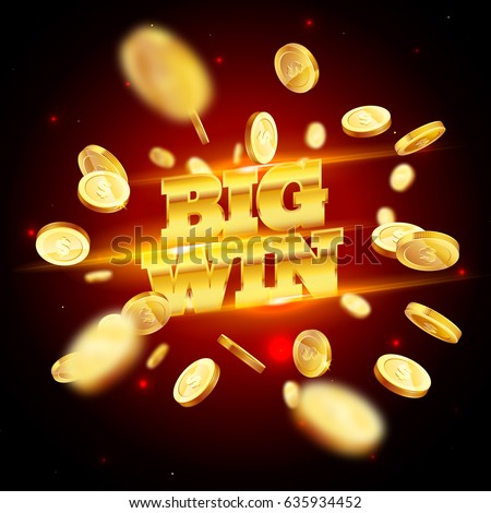 The gold word Big Win, surrounded by attributes of gambling, on a explosion background. The new, best design of the luck banner, for gambling, casino, poker, slot, roulette or bone.