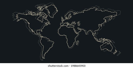 Gold World Map Illustration Vector Stock Vector (Royalty Free ...