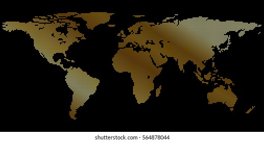 Gold world map for your desktop background.