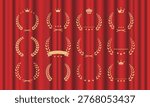 Gold Wreath Award Frame Icon Set Vector Illustration