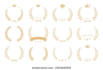 Gold wreath award frame icon set vector illustration