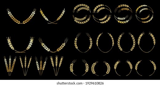 Gold wreaths. Vector design. Floral background. Winner award. Stock image. EPS 10.