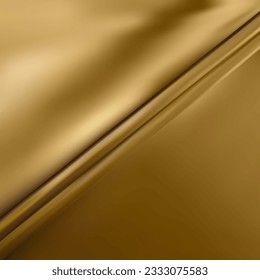 Gold wrinkled fabric background, wall partition with elegant pattern.