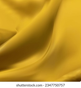 Gold wrinkled fabric background, wall partition with elegant pattern.