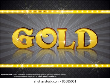 Gold Write in gold shining font