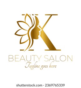 Gold X Letter Initial Beauty Brand Logo Design