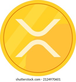 Gold XRP coin icon isolated on white background. Crypto currency symbol modern, simple, vector, logo for website design, mobile app, ui. Flat Vector Illustration EPS 10 