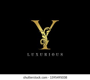 Gold Y Luxury Logo Icon, Classy Y Letter Logo Design.