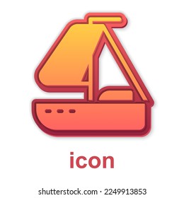 Gold Yacht sailboat or sailing ship icon isolated on white background. Sail boat marine cruise travel.  Vector