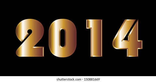 gold year 2014 vector art