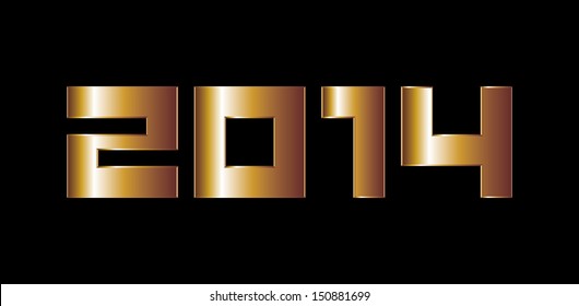 gold year 2014 vector art
