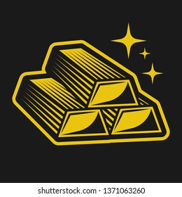 Gold yellow bars vector colored illustration on dark background