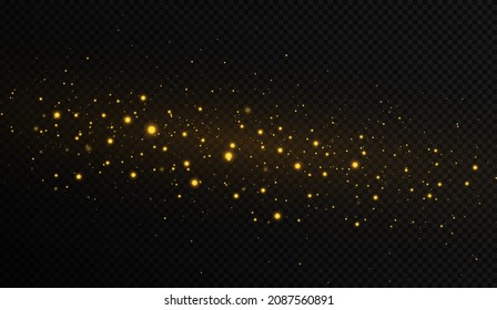 Goldener, gelber Bokeh-Effekt auf schwarzem Hintergrund. funkelnde magische Partikel.