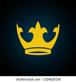 Gold yellow crown icon. Vector symbol of king, royal quality