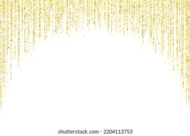 Gold yellow decoration round arch glitter garland on white background. Vector