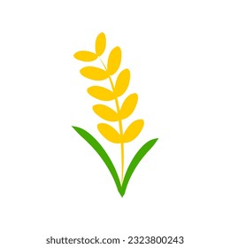 Gold yellow ear paddy rice icon flat vector design