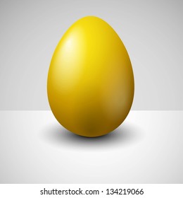 Gold, Yellow Easter egg, illustration.  Happy Easter banner
