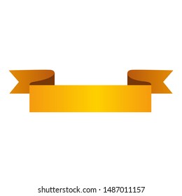 Gold Yellow flat ribbon isolated on white background