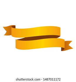 Gold Yellow flat ribbon isolated on white background