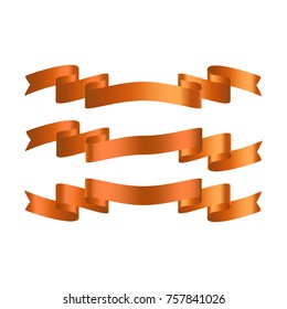 Gold, yellow glossy ribbon vector banners