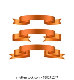 Gold, yellow glossy ribbon vector banners