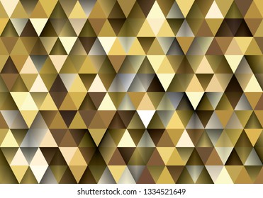 Gold yellow low polygon abstract background, golden triangular wallpaper, saffron geometric technology banner, shadow level polygonal texture, gradient chrome backdrop, shiny fallow crystal pattern.