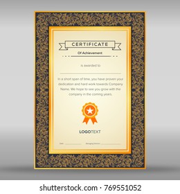 Gold and yellow luxury style certificate