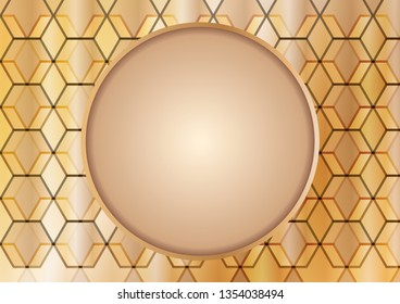Gold yellow polygon abstract background, golden geometric technology, gradient backdrop. Copy space.