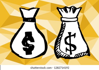 Gold Yellow Polygon Geometric with Dollar Money. Vector Illustration for Graphic Design, Template, Layout, Decoration and More.